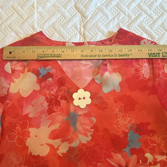indigo soul Sheer Shark-bite Tunic Floral Blouse - Picture 6 of 7